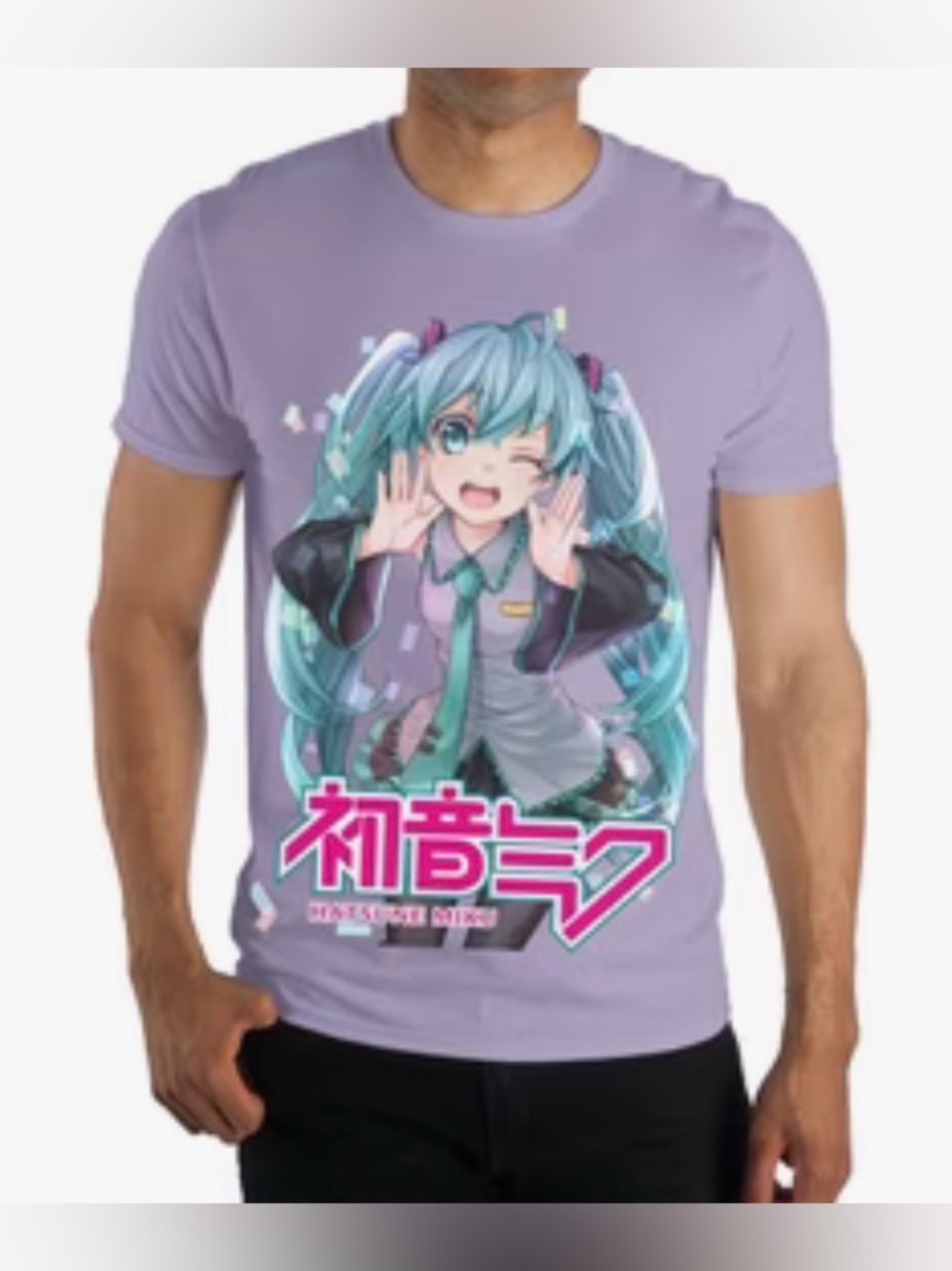 Hatsune Miku Anime Purple Graphic T-Shirt GameStop Exclusive S